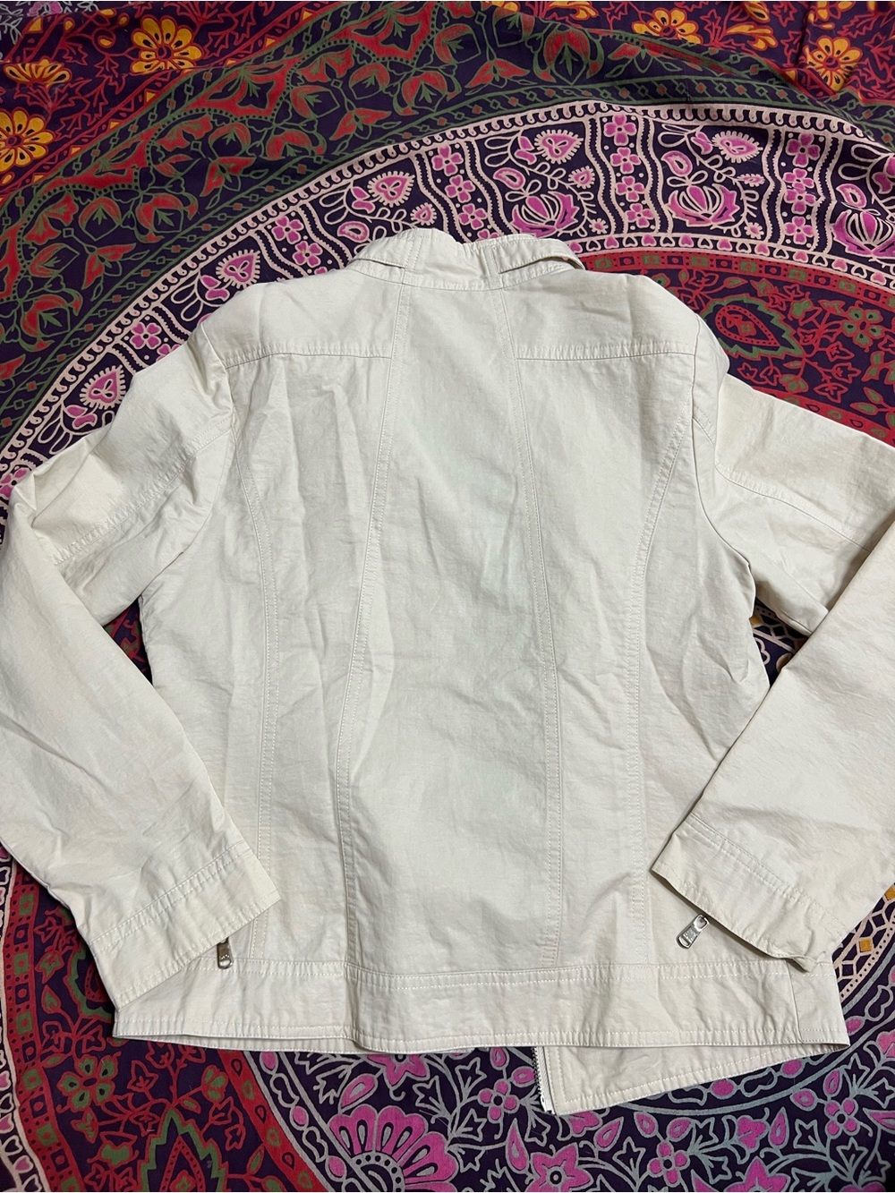 D&G Lightweight Cream Zip-Front Women's Jacket Moto Style size XL - Picture 7 of 7